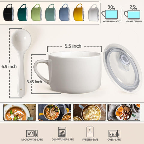 Wareland tazon ceramica con tapa-pp-ventilada 30oz: mantiene la comida y mejora la conservación.