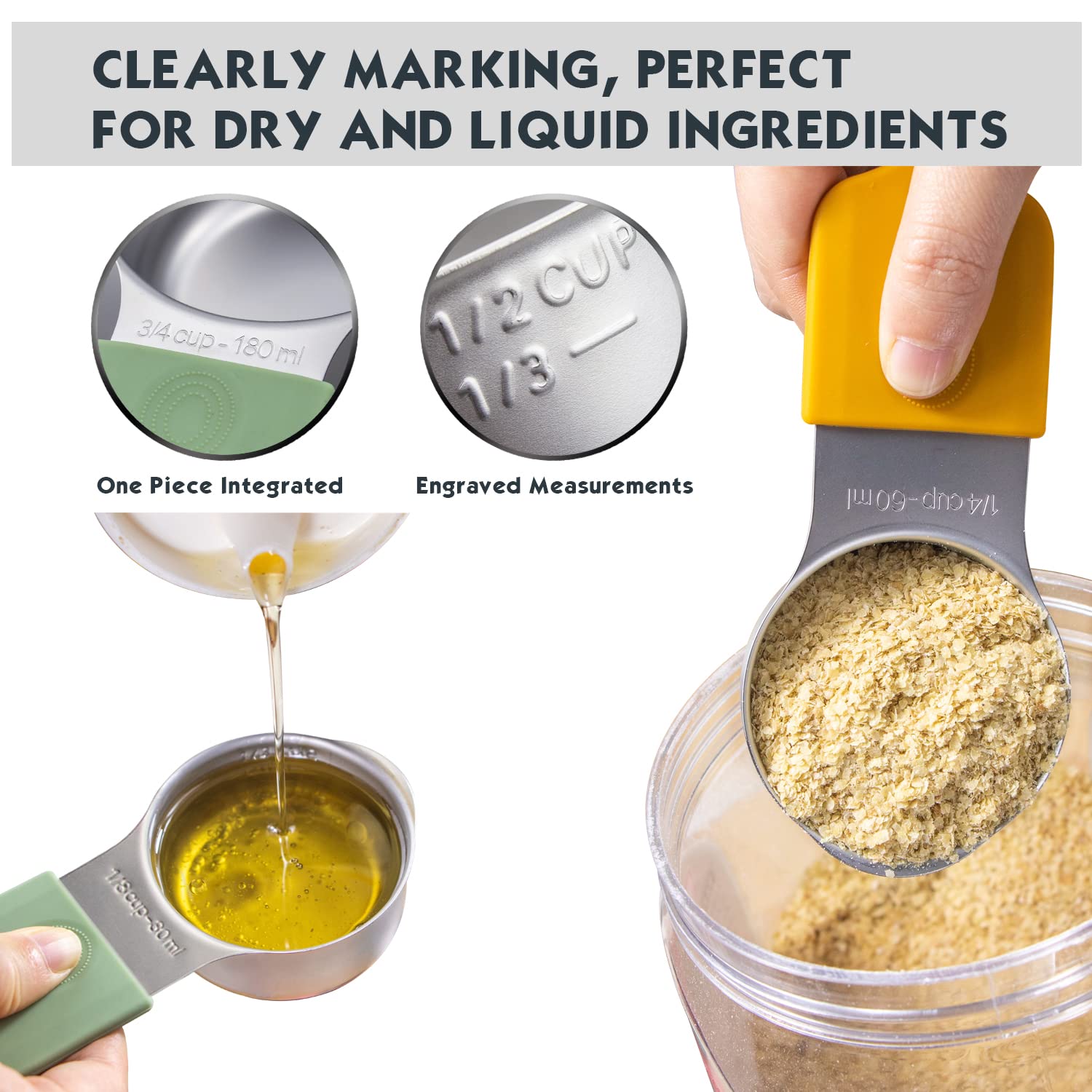 WARMHEART: conjunto versátil para medir ingredientes secos o líquidos.