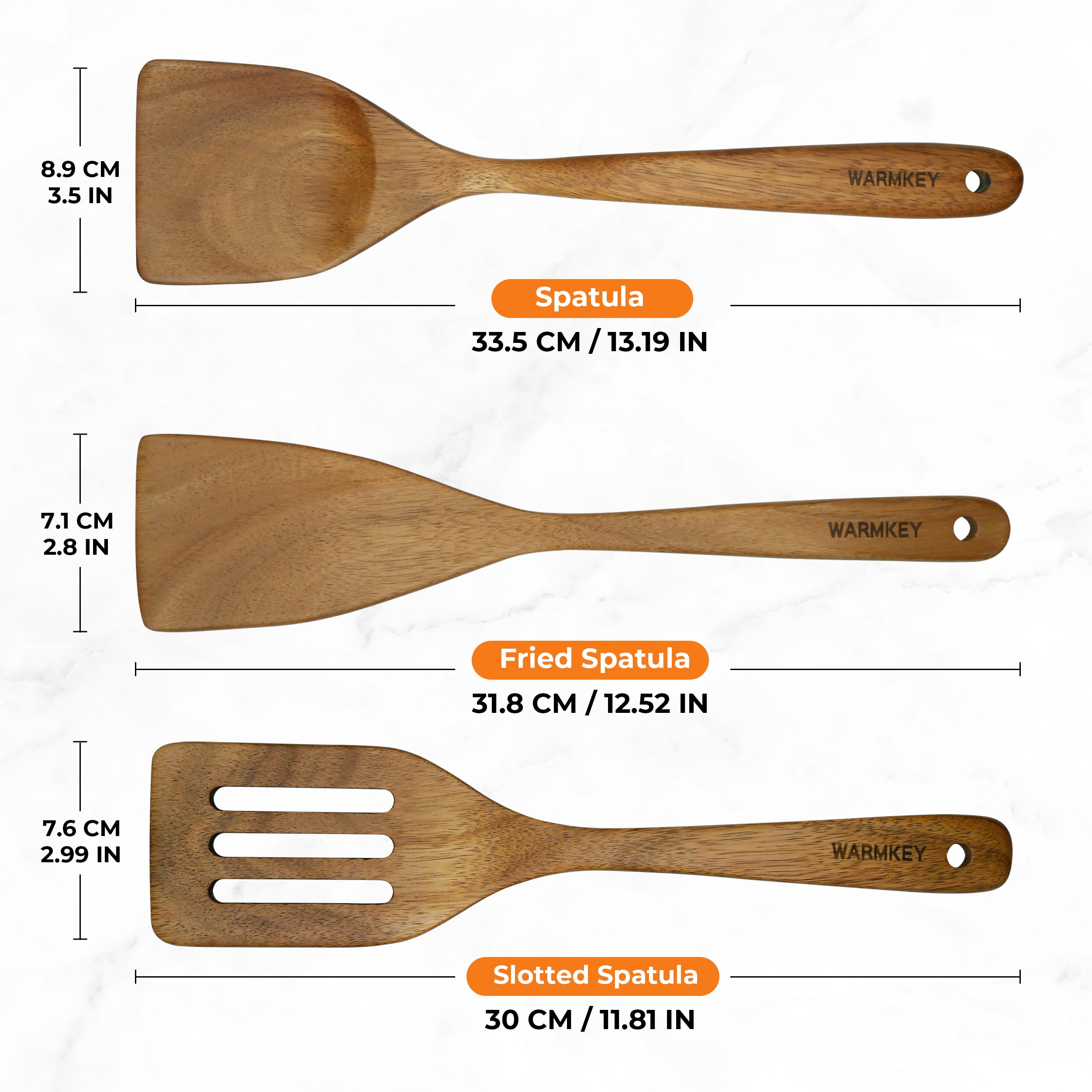 WARMKEY espátula de acacia para freír, resistente al calor