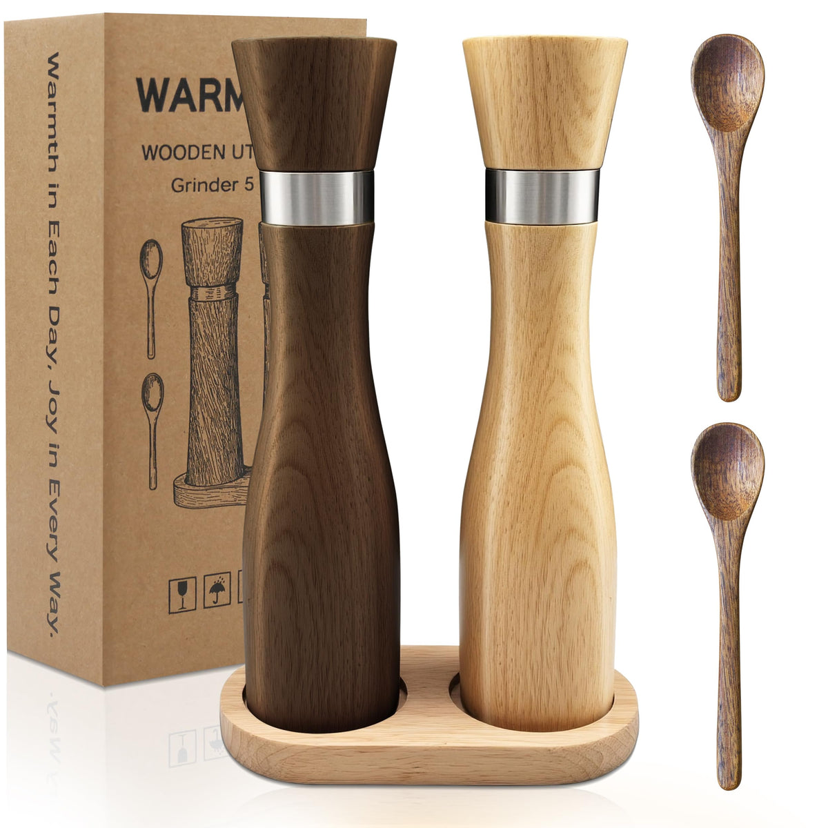 Molinillos WARMKEY de haya, primer plano para sazonar con precisión.