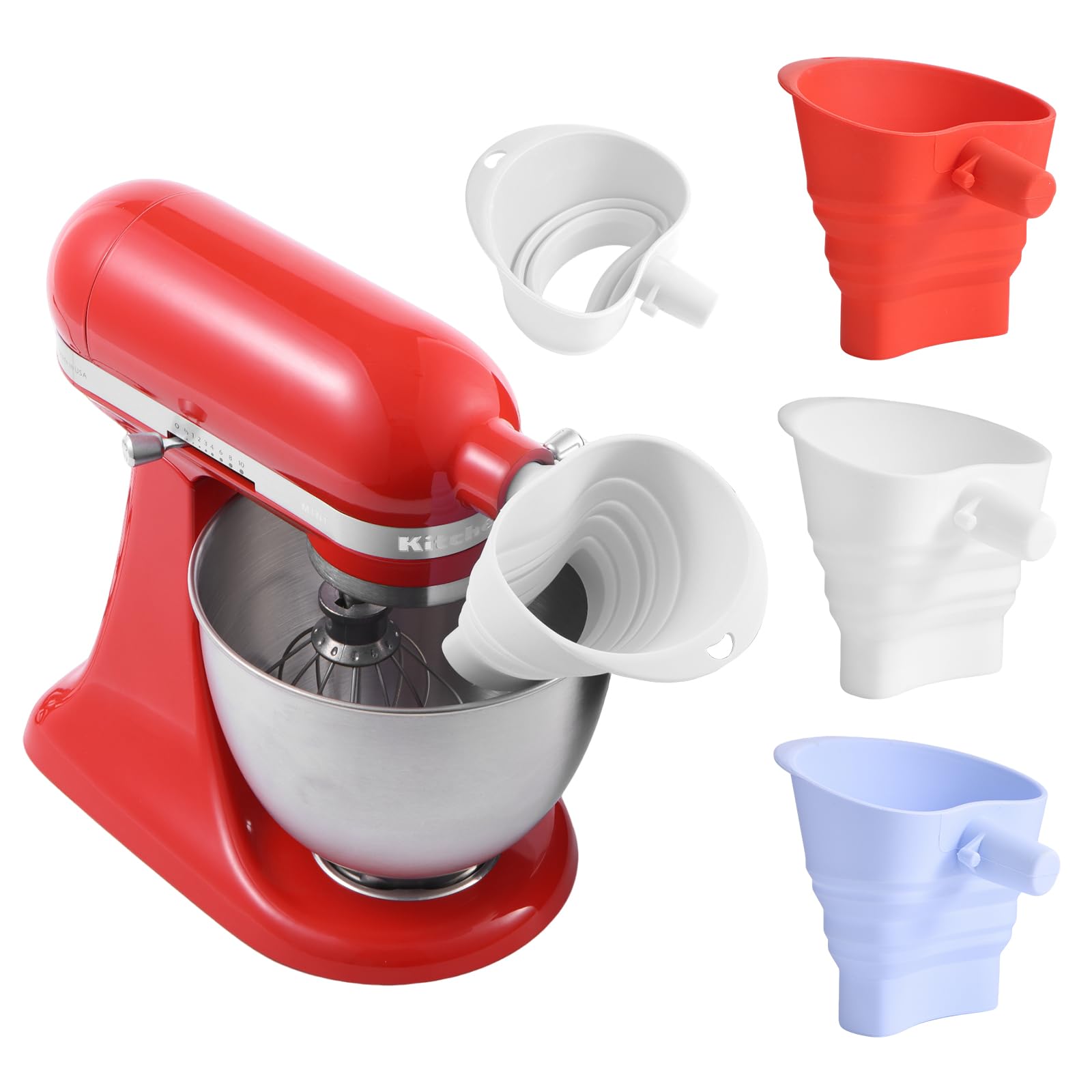 WarmSea embudo de silicona para KitchenAid: vertido preciso sin derrames.