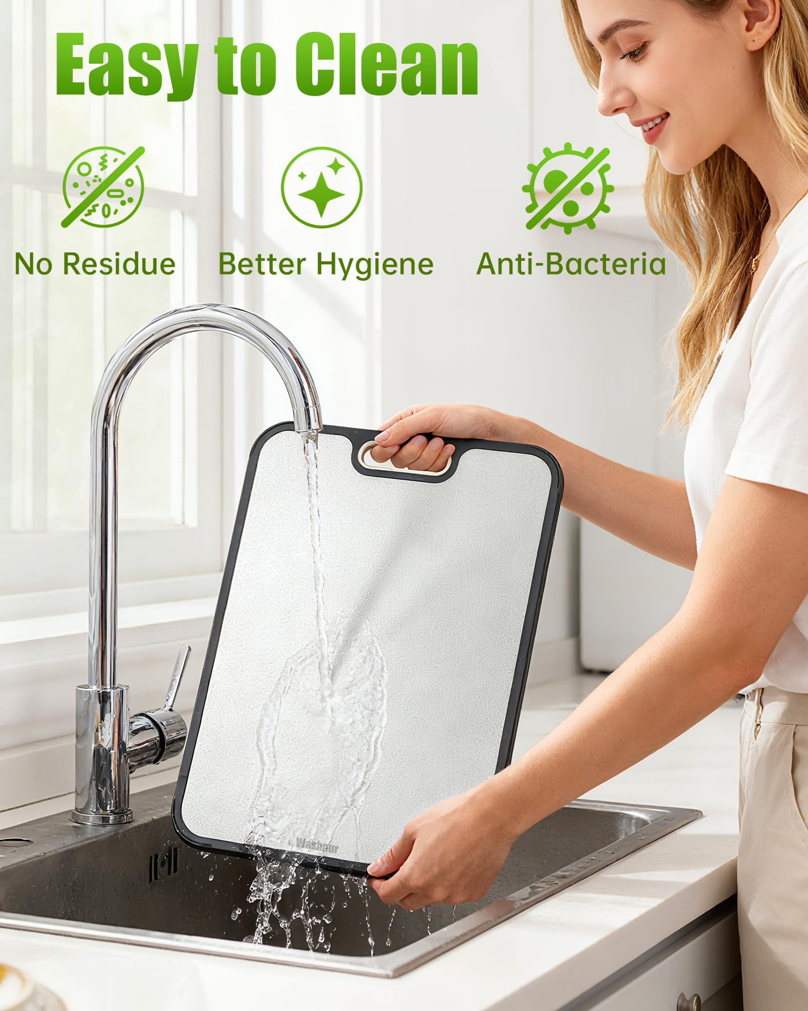 Washour borde de acero elevado mantiene la tabla estable.