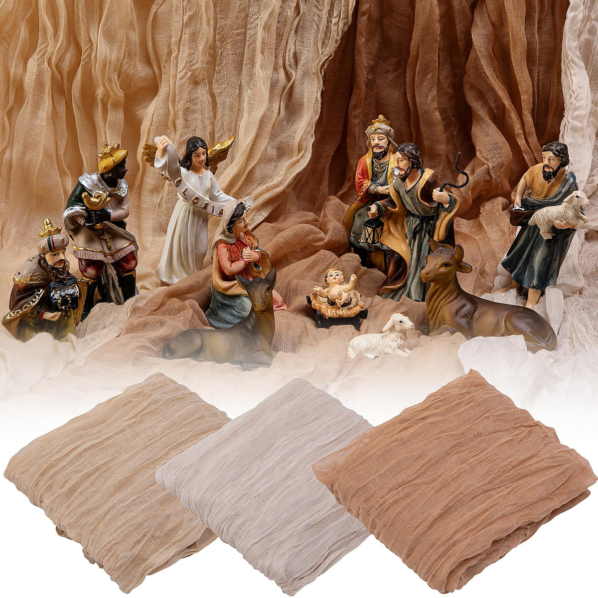 Watayo runner belén desierto caqui para fondo navideño elegante.