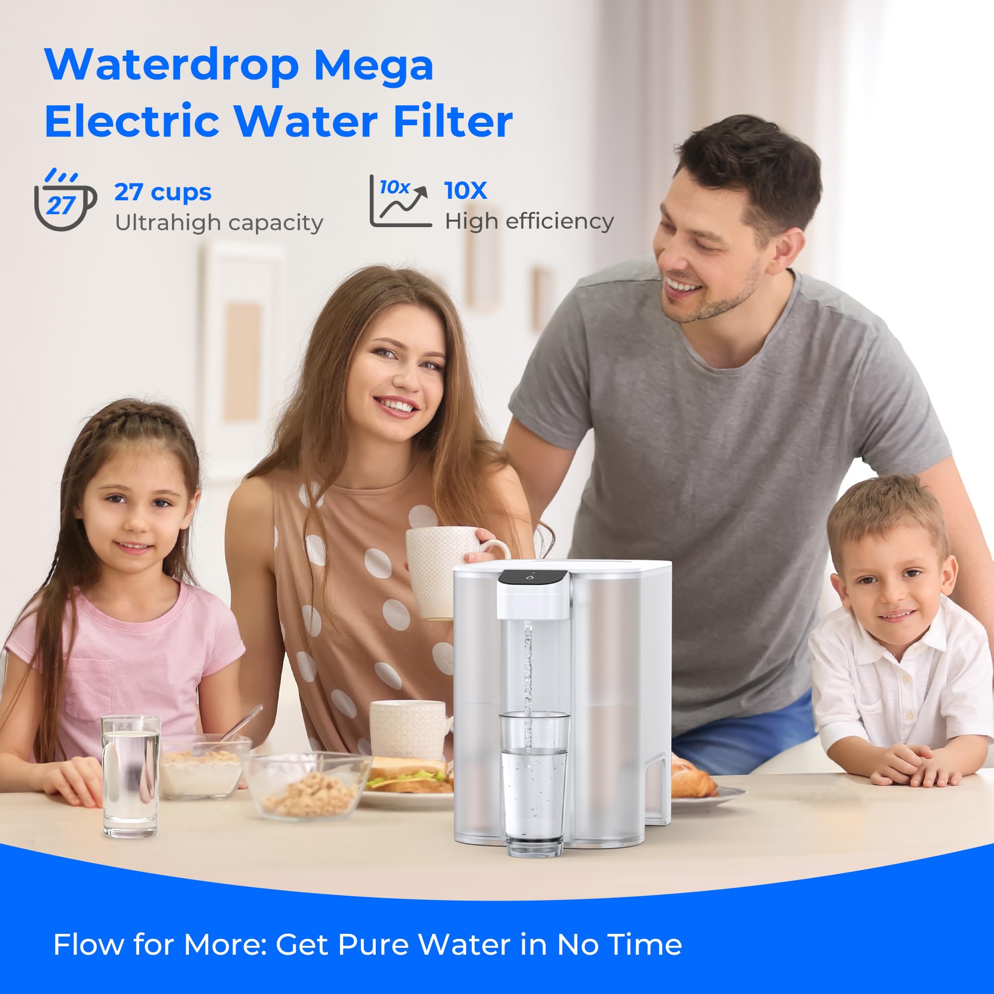 Waterdrop Dispensador con batería de 30 días para uso continuo.