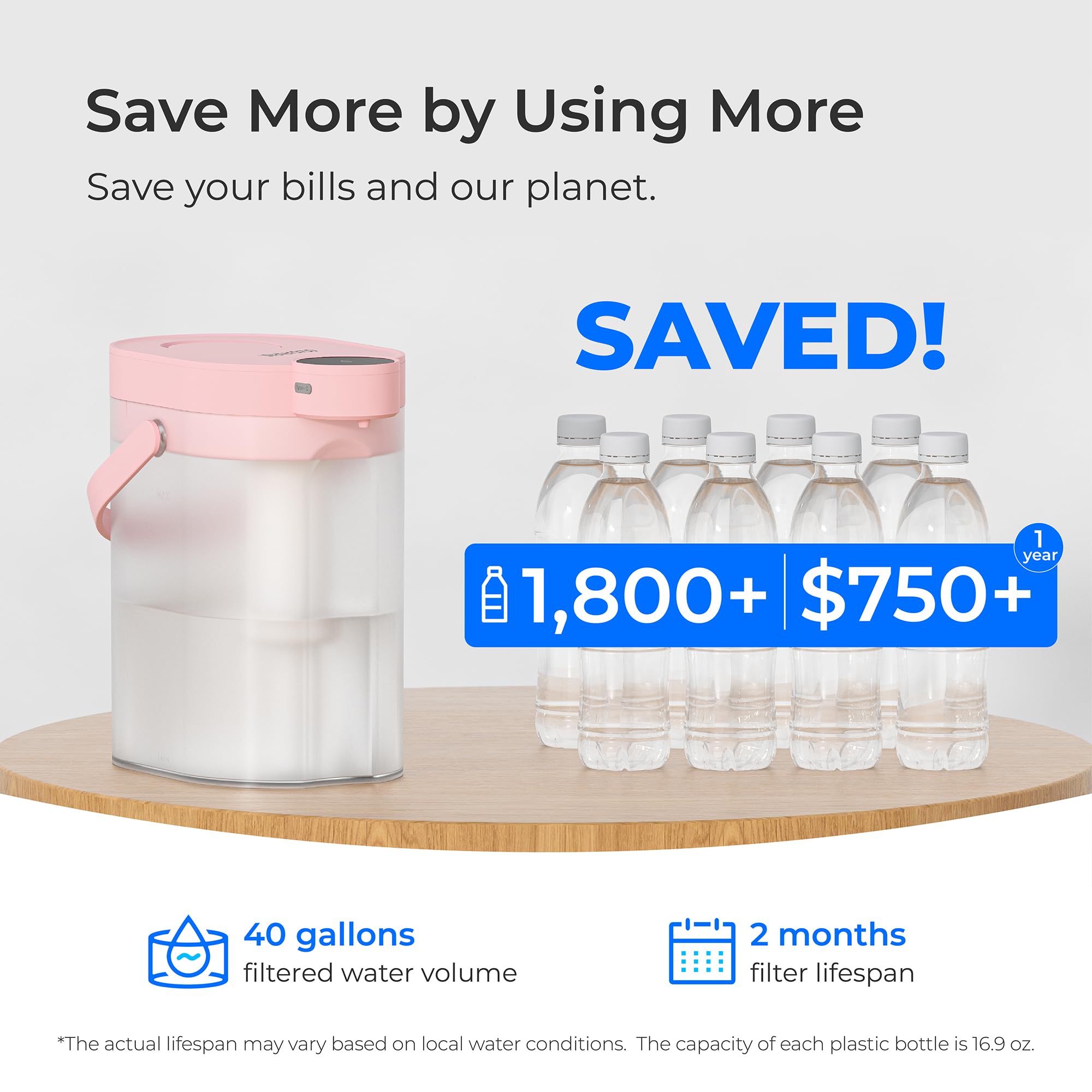 Waterdrop capacidad de 17 tazas para servicio familiar.