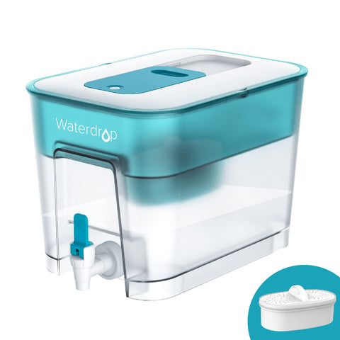 Waterdrop dispensador de agua 200 galones turquesa, capacidad para hogares grandes.