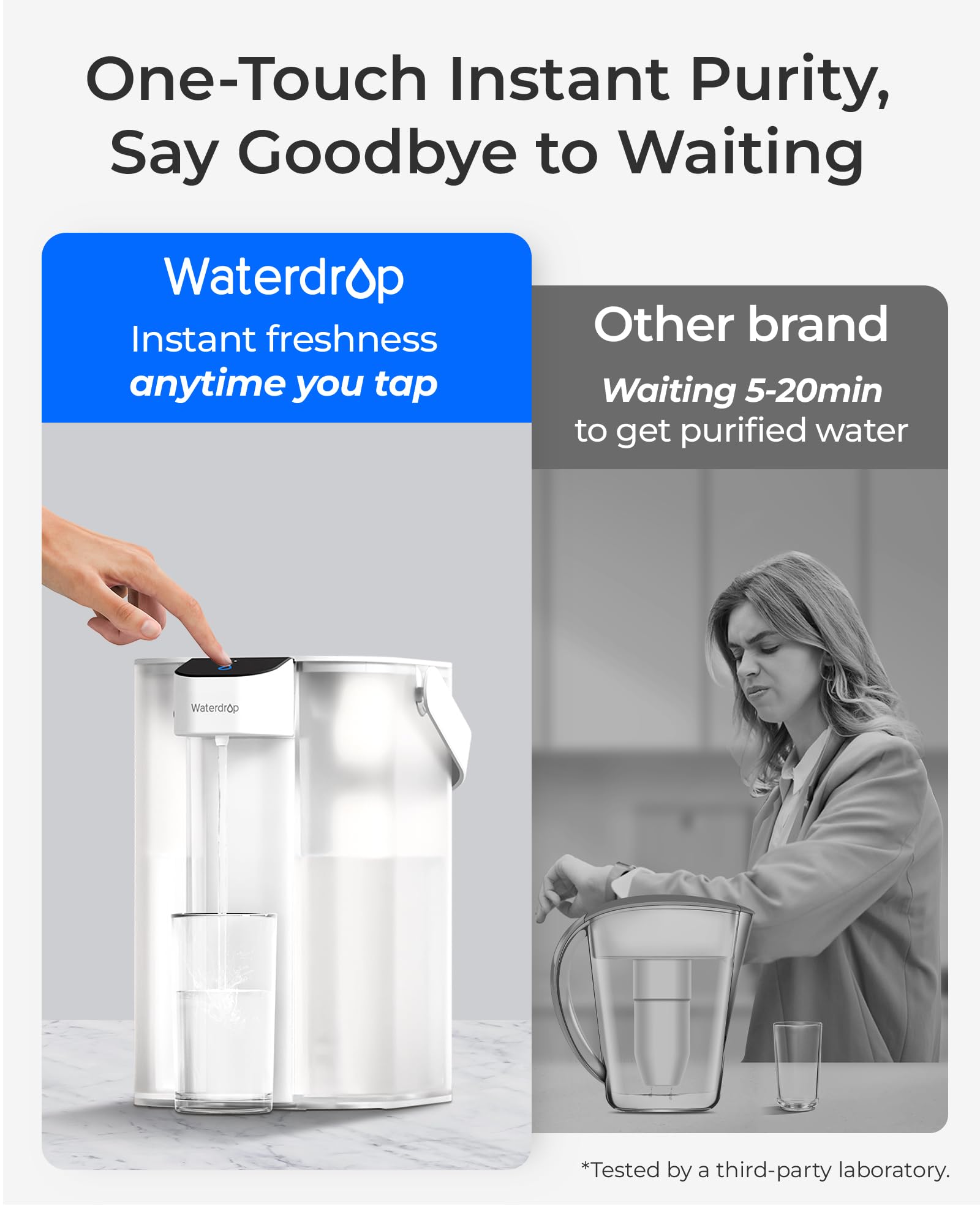 Waterdrop filtración 10x eficiente mejora sabor y pureza del agua.