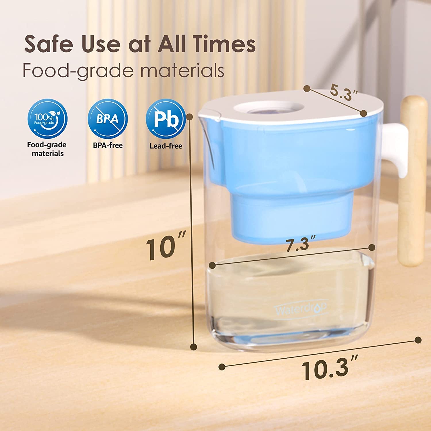 Waterdrop jarra filtrada capacidad de 10 tazas ideal para casa.