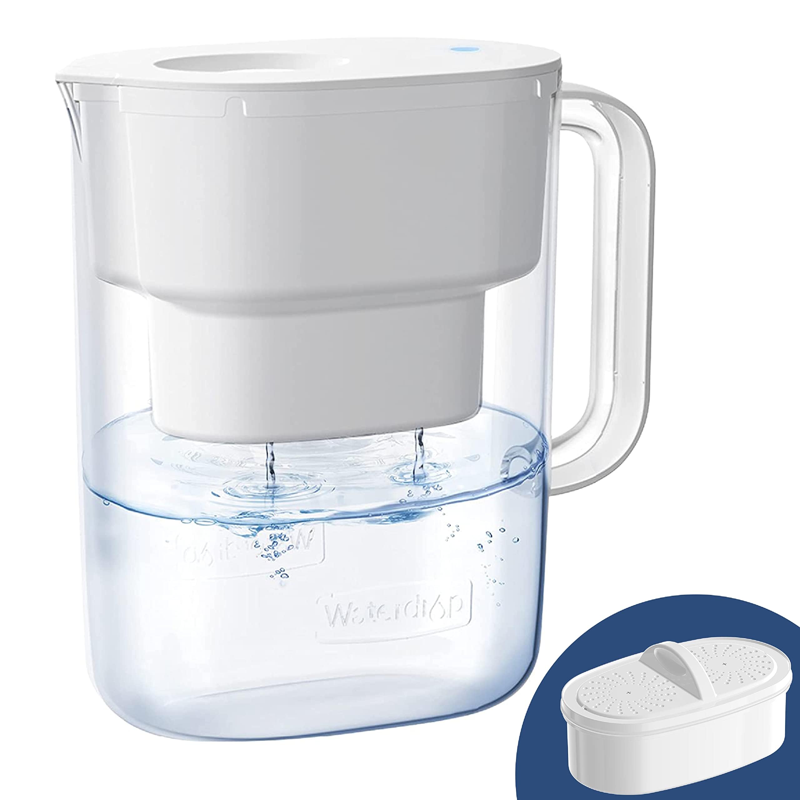 Waterdrop jarra filtradora, capacidad de 10 tazas para agua purificada diaria.