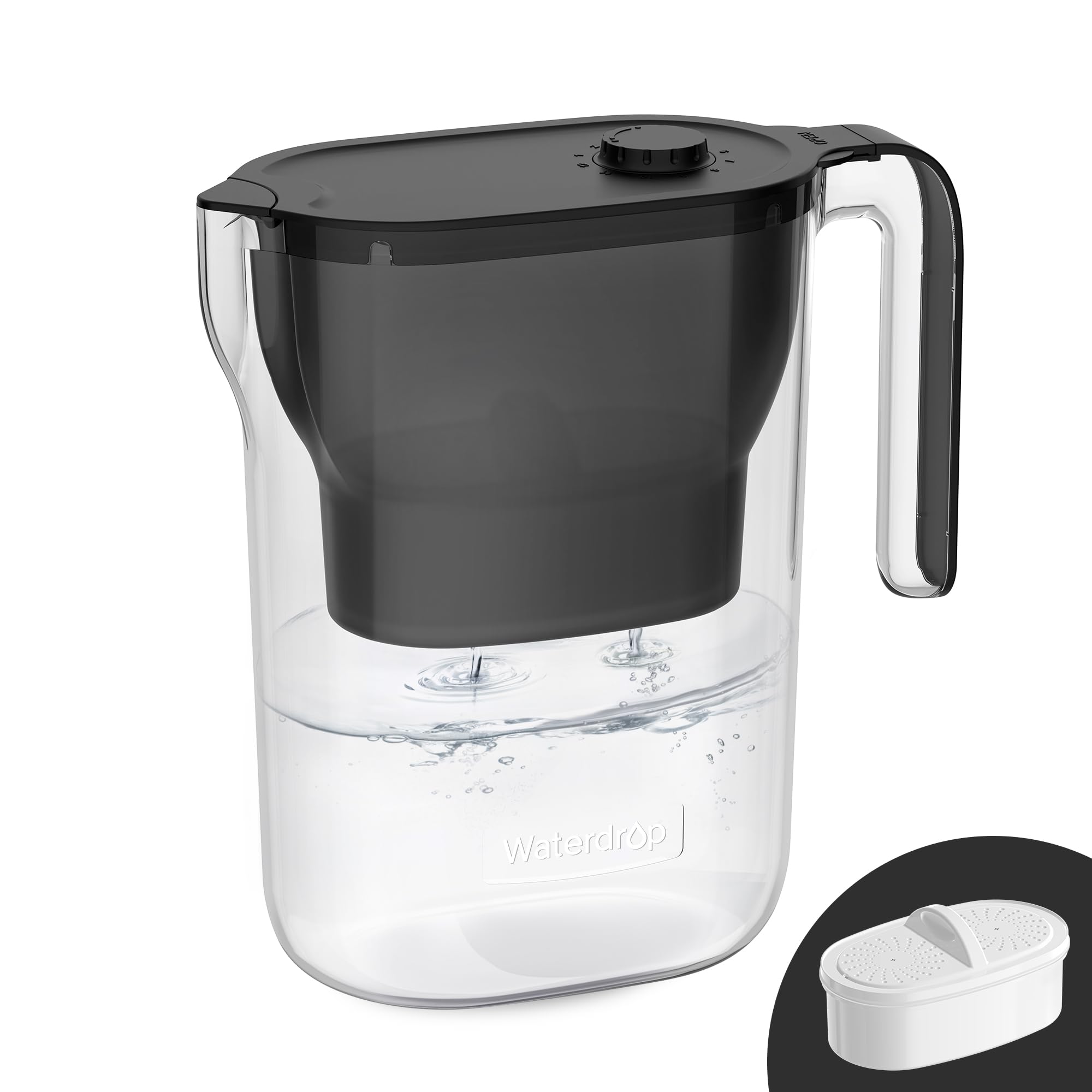 Waterdrop Jarra filtradora 7 tazas negro para agua más fresca