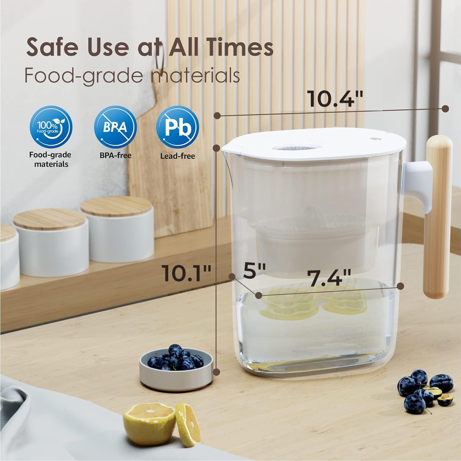 Waterdrop jarra filtradora con dimensiones compactas para la puerta del refrigerador
