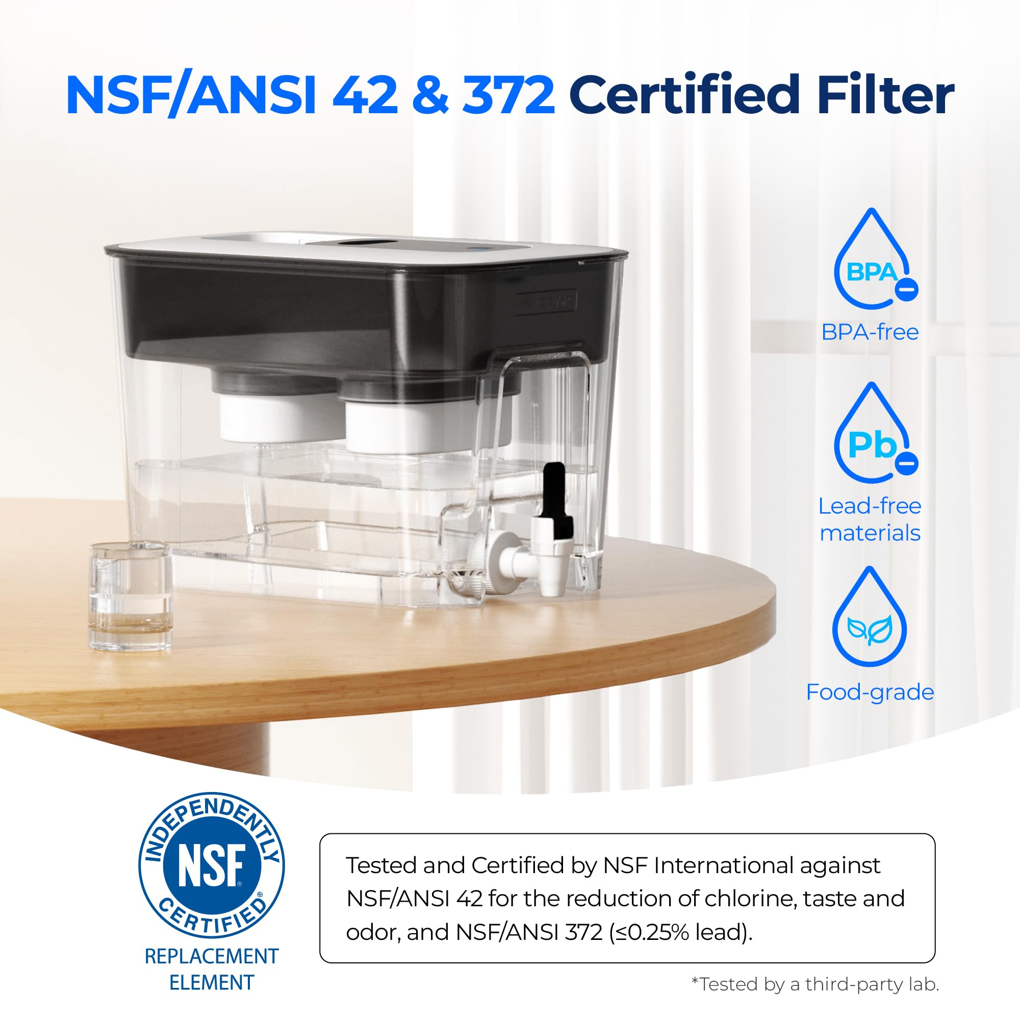 Waterdrop materiales libres de plomo y BPA para seguridad.