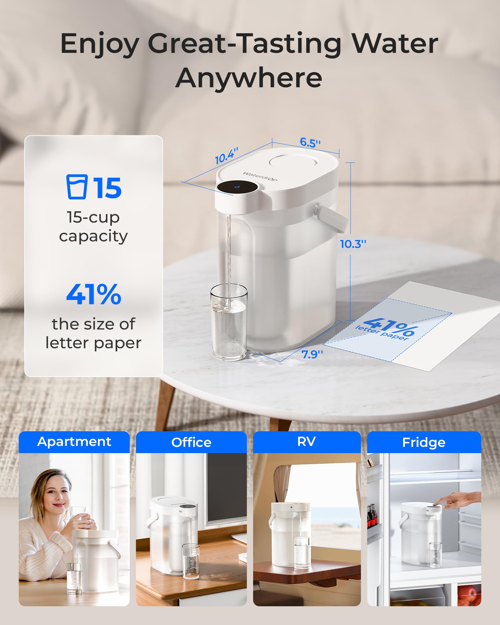 Waterdrop recomendado para uso diario en cocina y oficina.