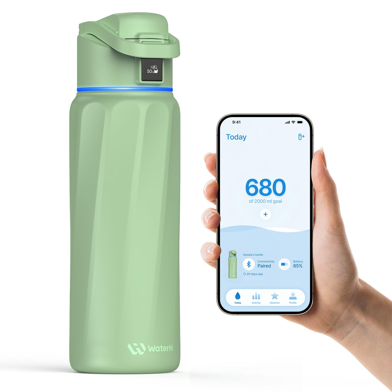 WaterH BOOST botella-agua-inteligente para uso diario y estilo moderno.