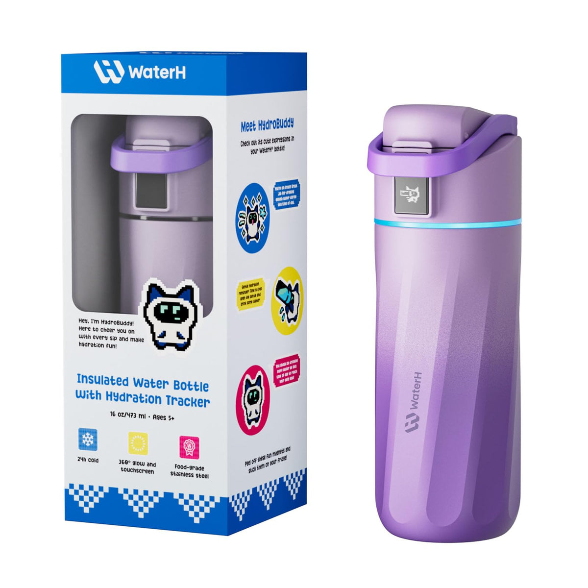 WaterH Boost, botella infantil azul, ideal para mantener a tu hijo hidratado durante la jornada.