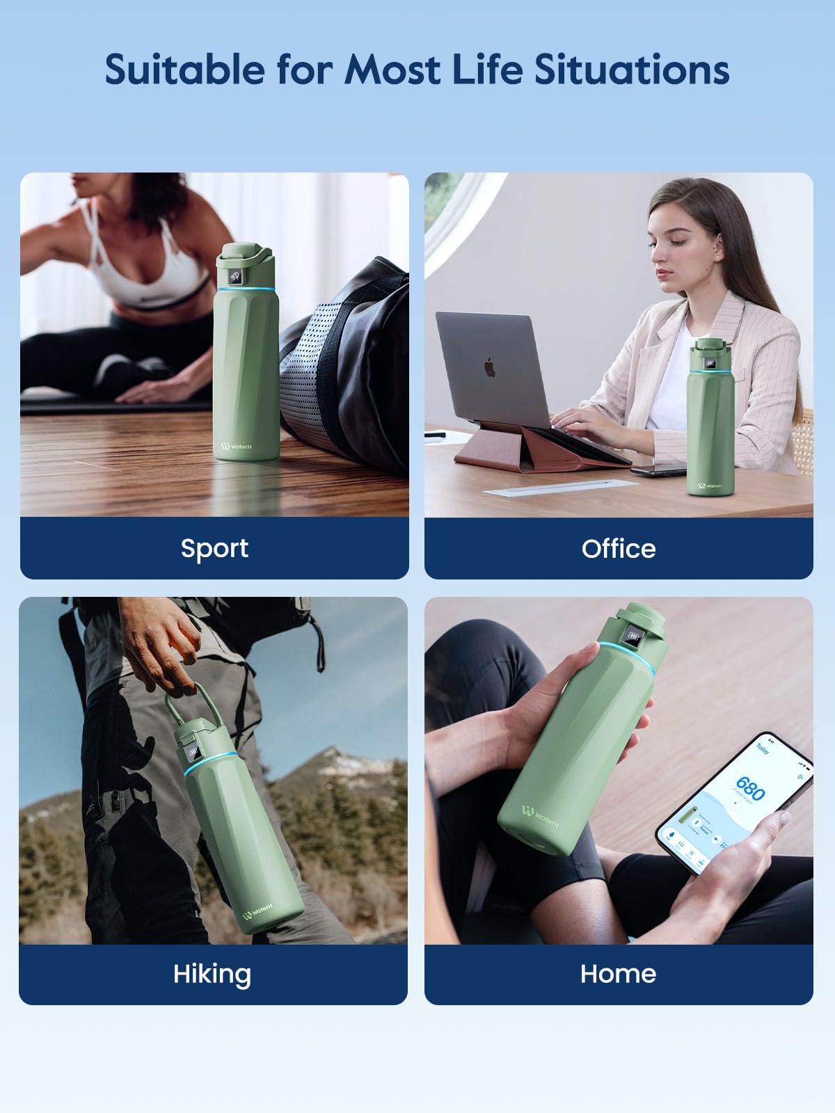 WaterH BOOST uso-en-gimnasio-oficina para mantenerse hidratado.