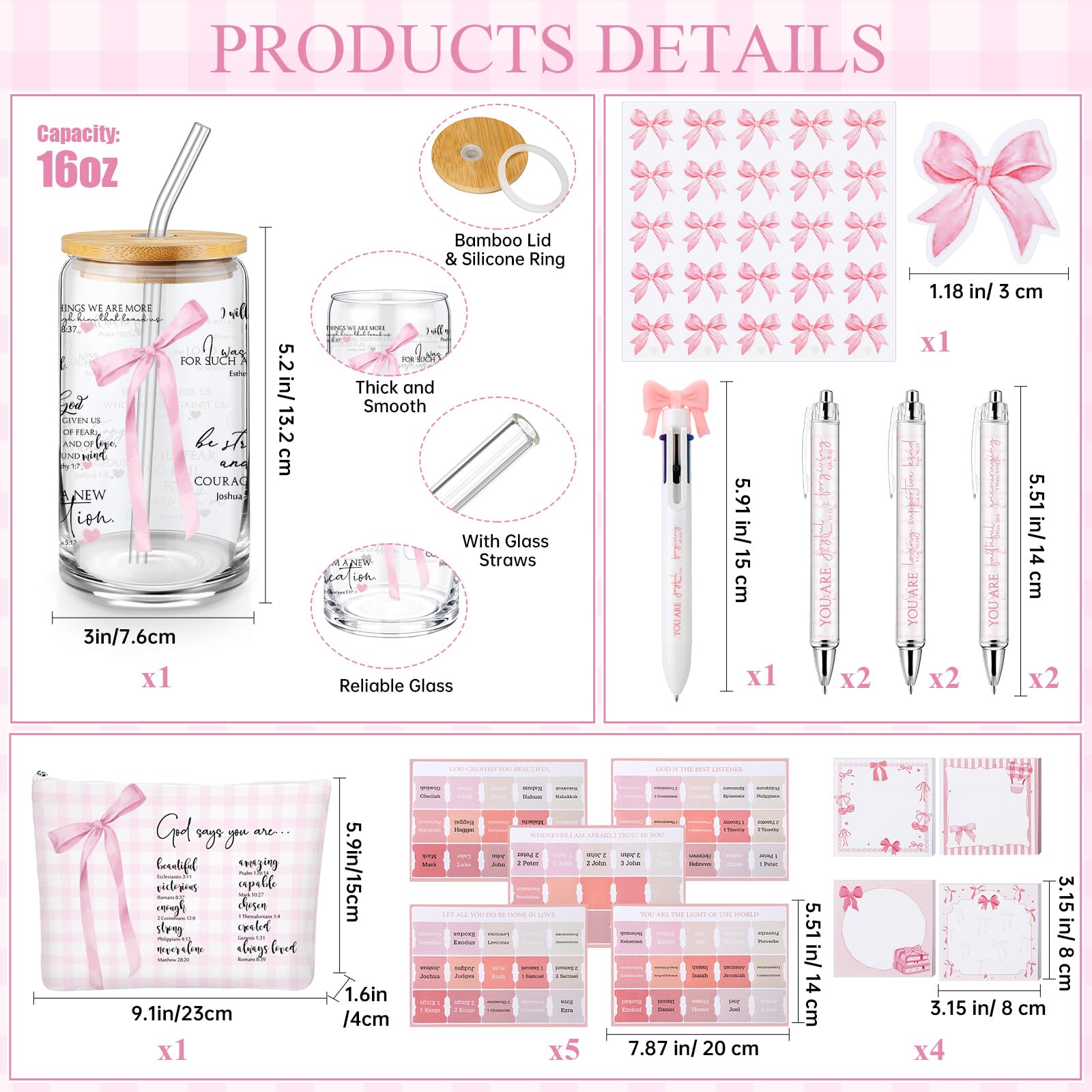 Neceser Watersay rosa con lazo, práctico para cosméticos y artículos pequeños