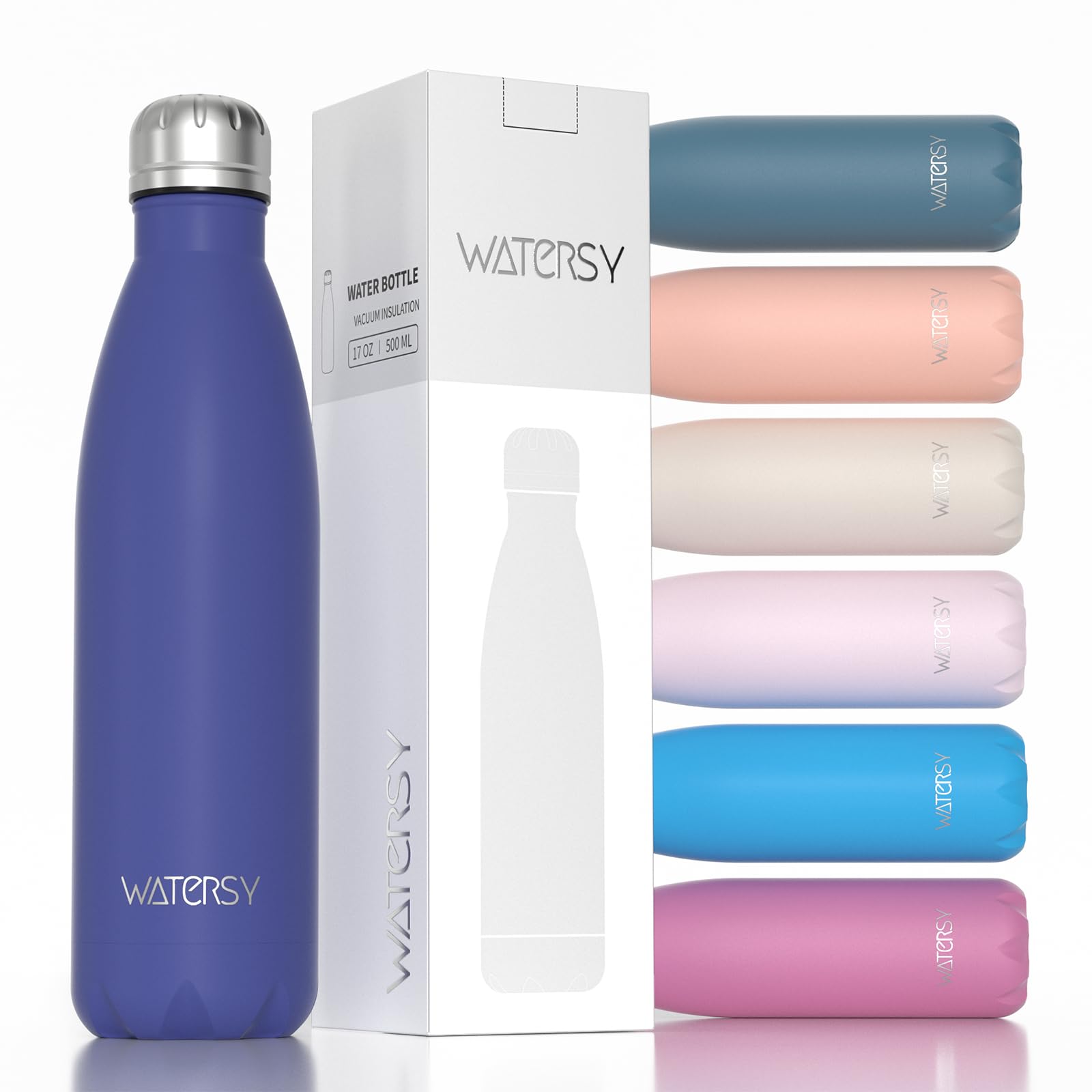 Watersy botella de acero inoxidable, mantiene frío hasta 24 h y caliente hasta 12 h.