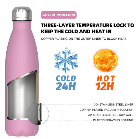 Watersy botella 500ml, aislamiento mantiene bebidas frías 24 horas.