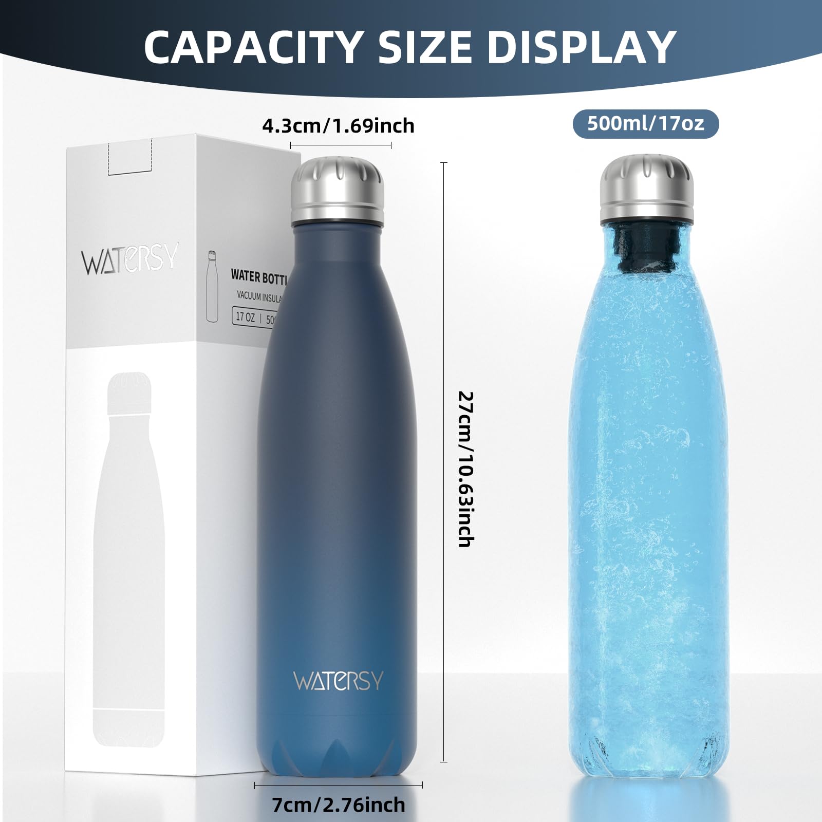Colores destacados de la botella WATERSY, estilo y portabilidad