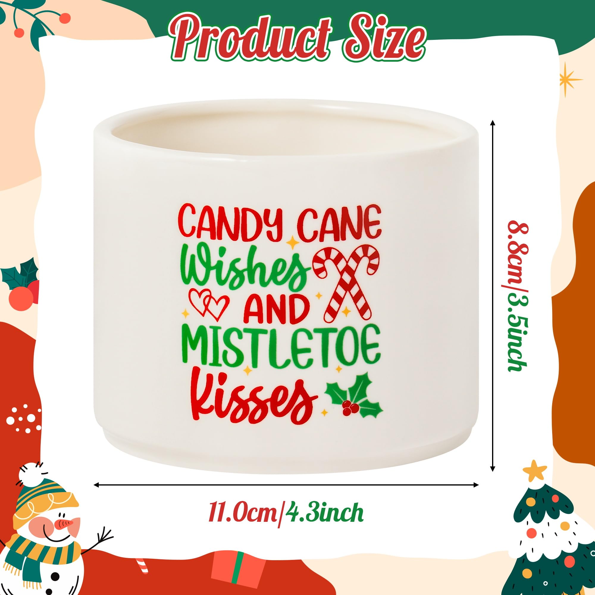 WATINC tazón navidad cerámico mini, ambiente de mesa para dulces y decoraciones.