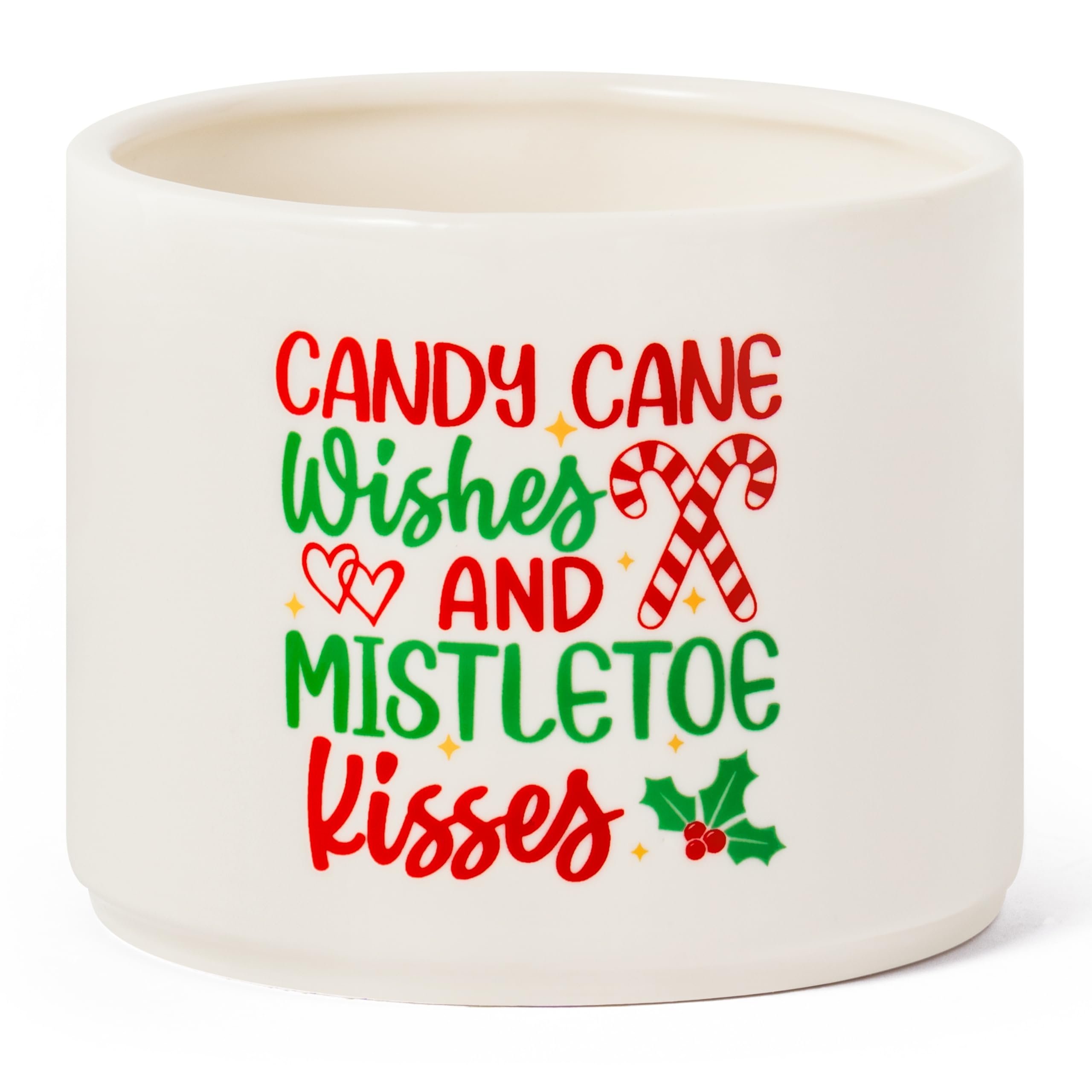 WATINC mini tazón navideño cerámico, vista frontal ideal para dulces festivos.