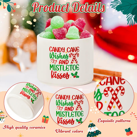 WATINC tazón navidad cerámico mini, diseño bastón de caramelo para repisas.