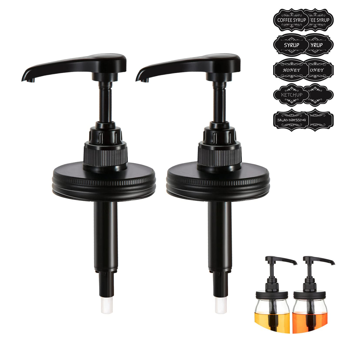 Watsango dispensador de jarabe montado en tarro Mason para control de porciones en casa.