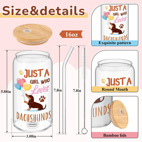 Detalle del diseño dachshund en vaso de vidrio para beber con estilo.