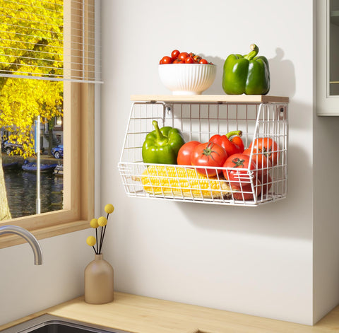 Cesta Wawocs con tapa de madera, enfoque en tapa y almacenamiento compacto