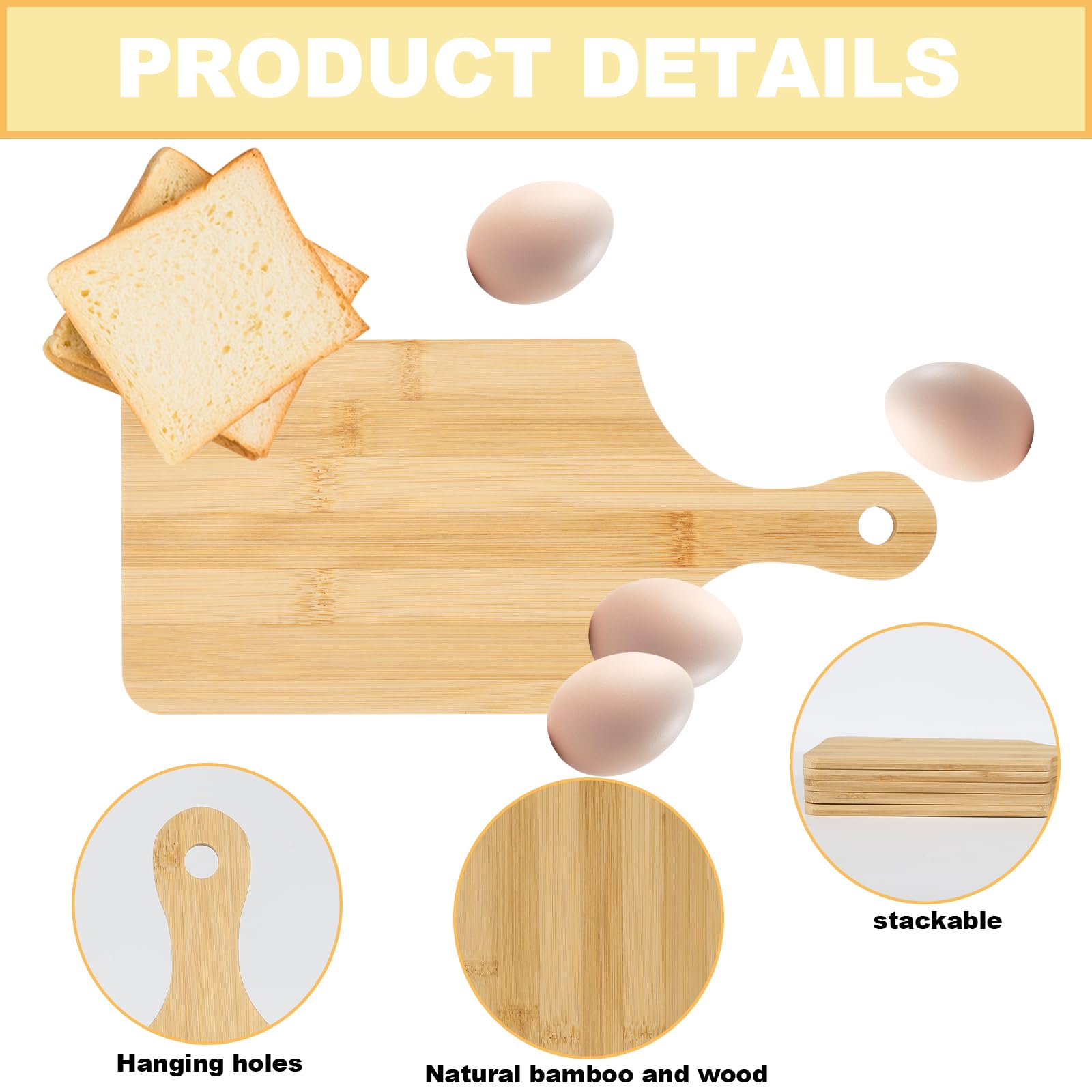 WAYASDCU superficie de bambú natural con textura duradera para servir comidas.