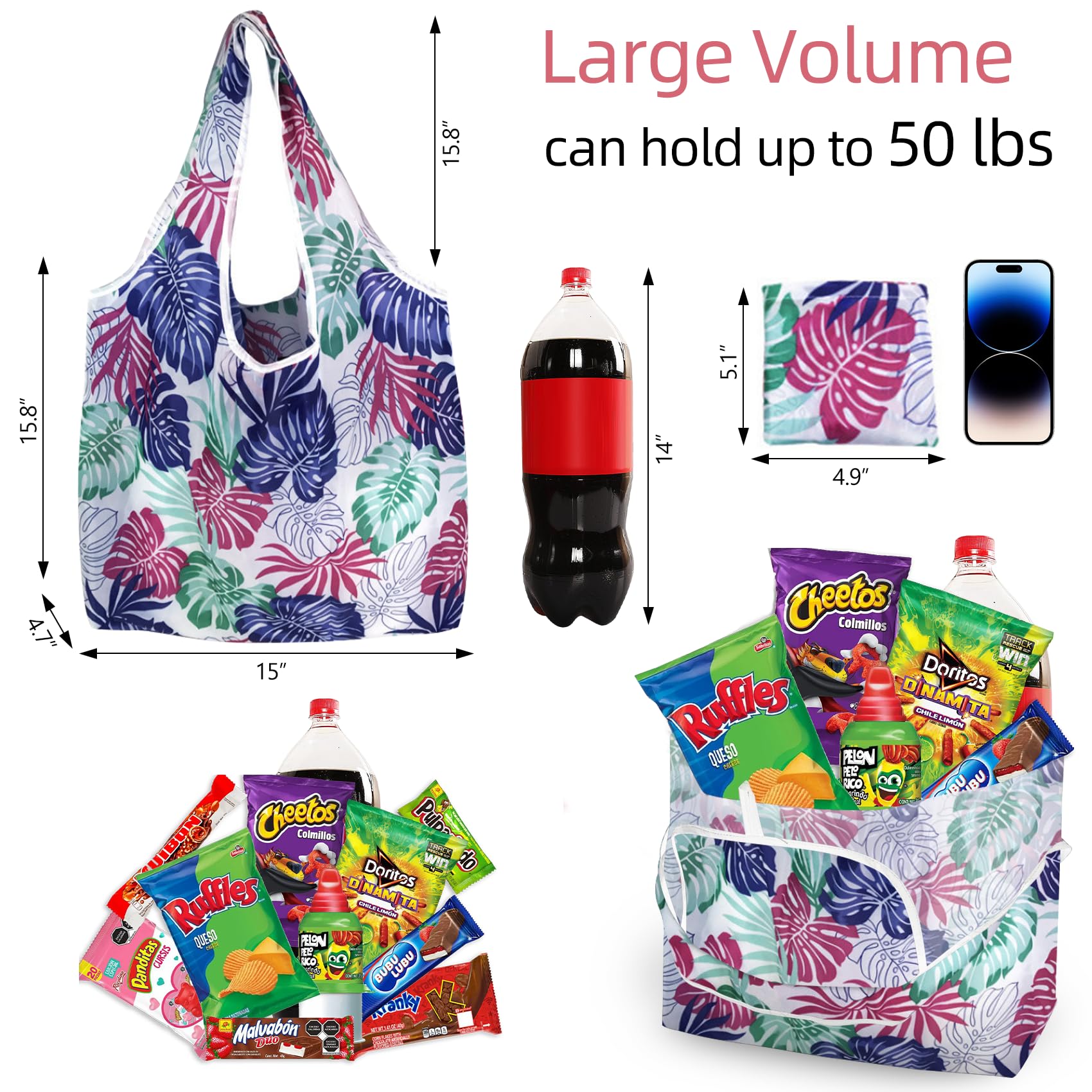 WAYRUIGD bolsa con capacidad de 50 libras para compras grandes.