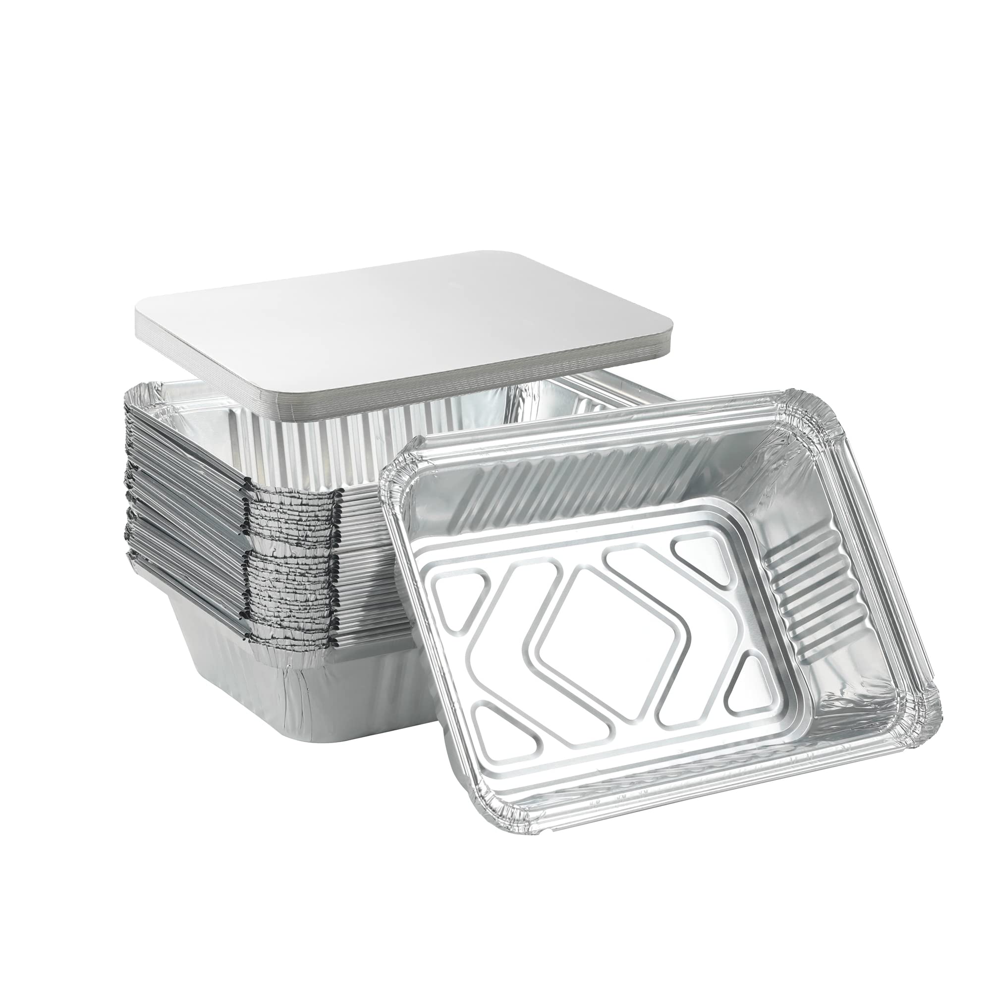 Waytiffer bandejas de aluminio desechables con tapas, tamaño 8.5x6 pulgadas para hornear y servir.