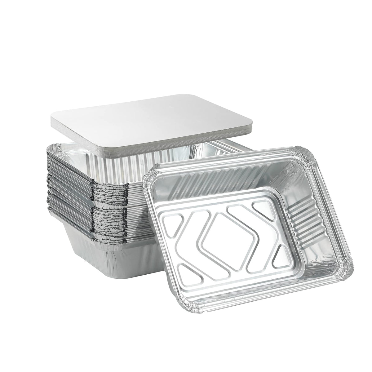 Waytiffer bandejas de aluminio desechables con tapas, tamaño 8.5x6 pulgadas para hornear y servir.