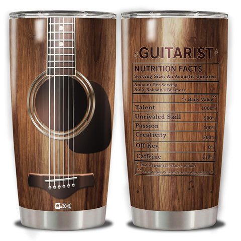 Vaso termo WAZONE con diseño de guitarra, ideal para momentos musicales.