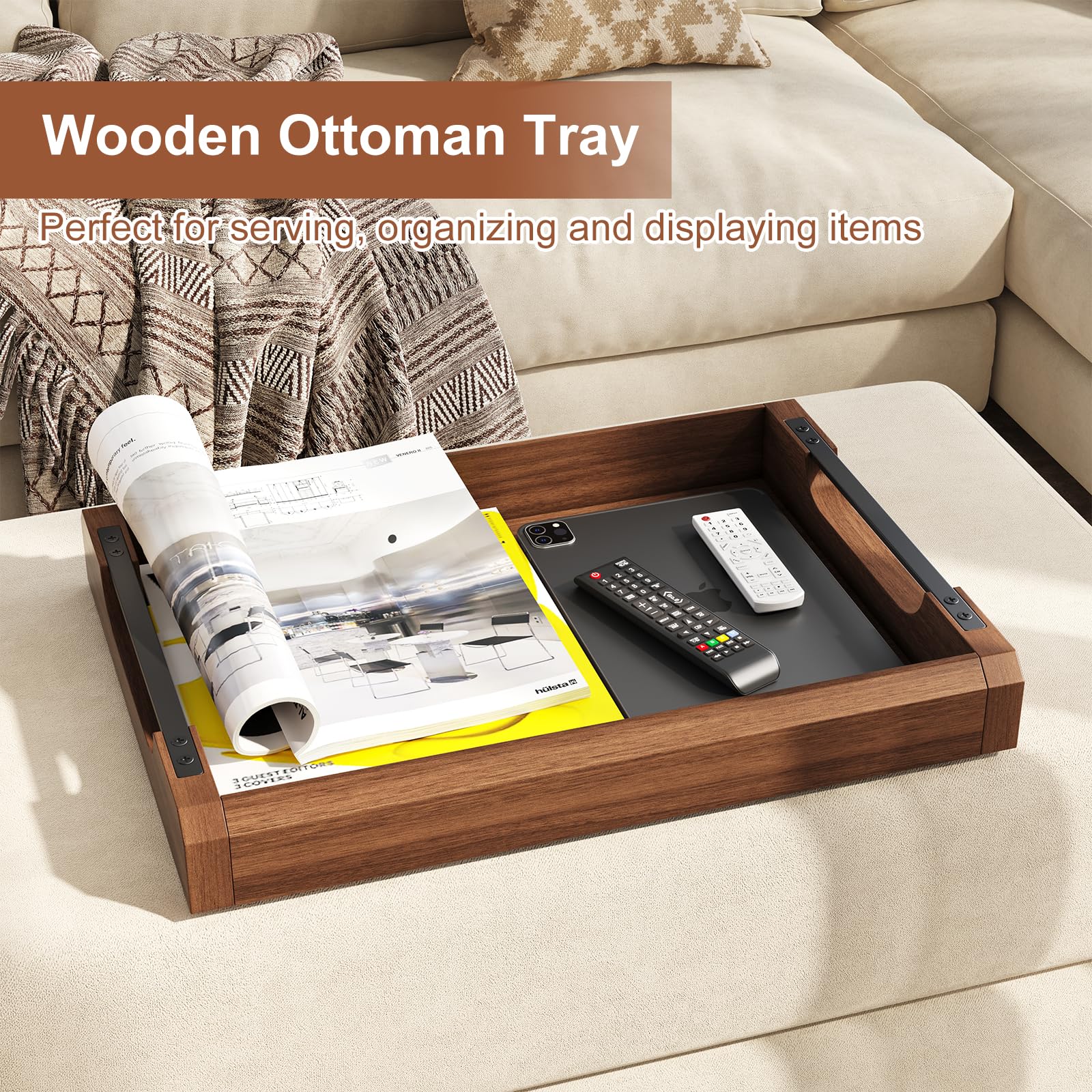 WBKATN bandeja grande 42x31 cm, perfecta para desayunos en la cama o sala.