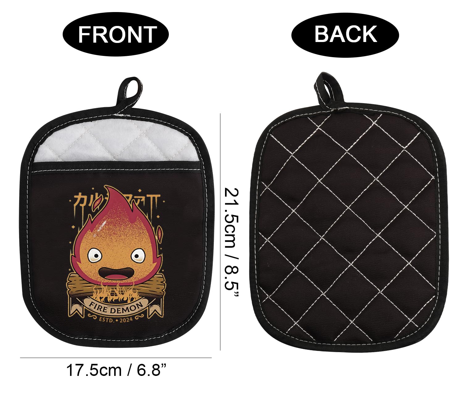 Guante de horno WCGXKO con impresión de fuego anime, ideal para cocinar con seguridad.