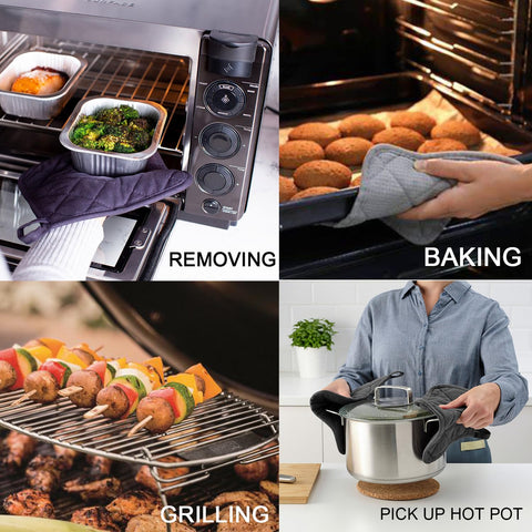 Guante de horno con lazo para colgar, fácil almacenamiento.