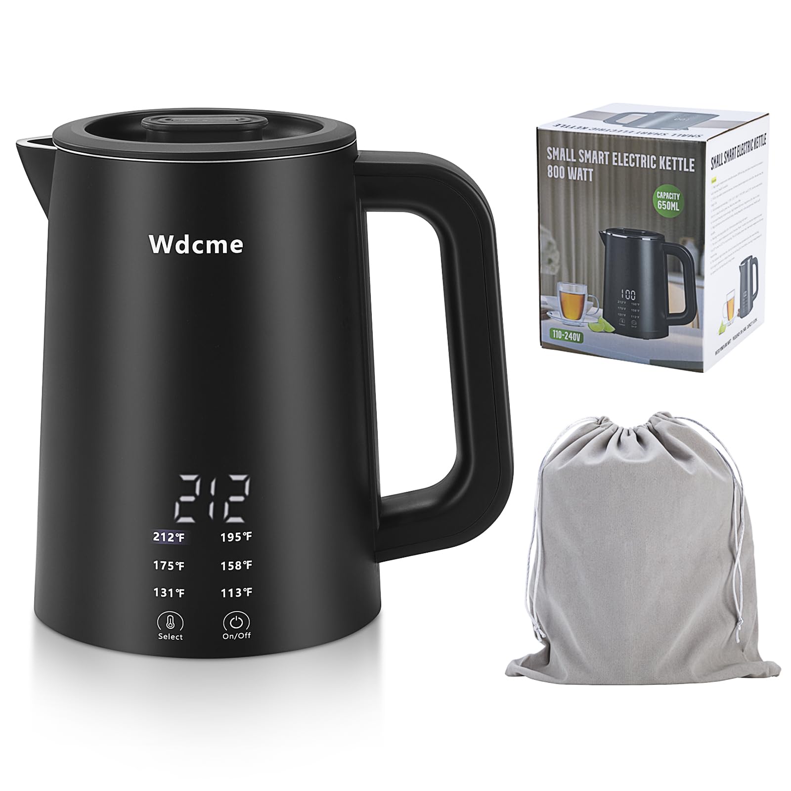 Hervidor Wdcme portátil 650 ml, diseño ergonómico para viajes