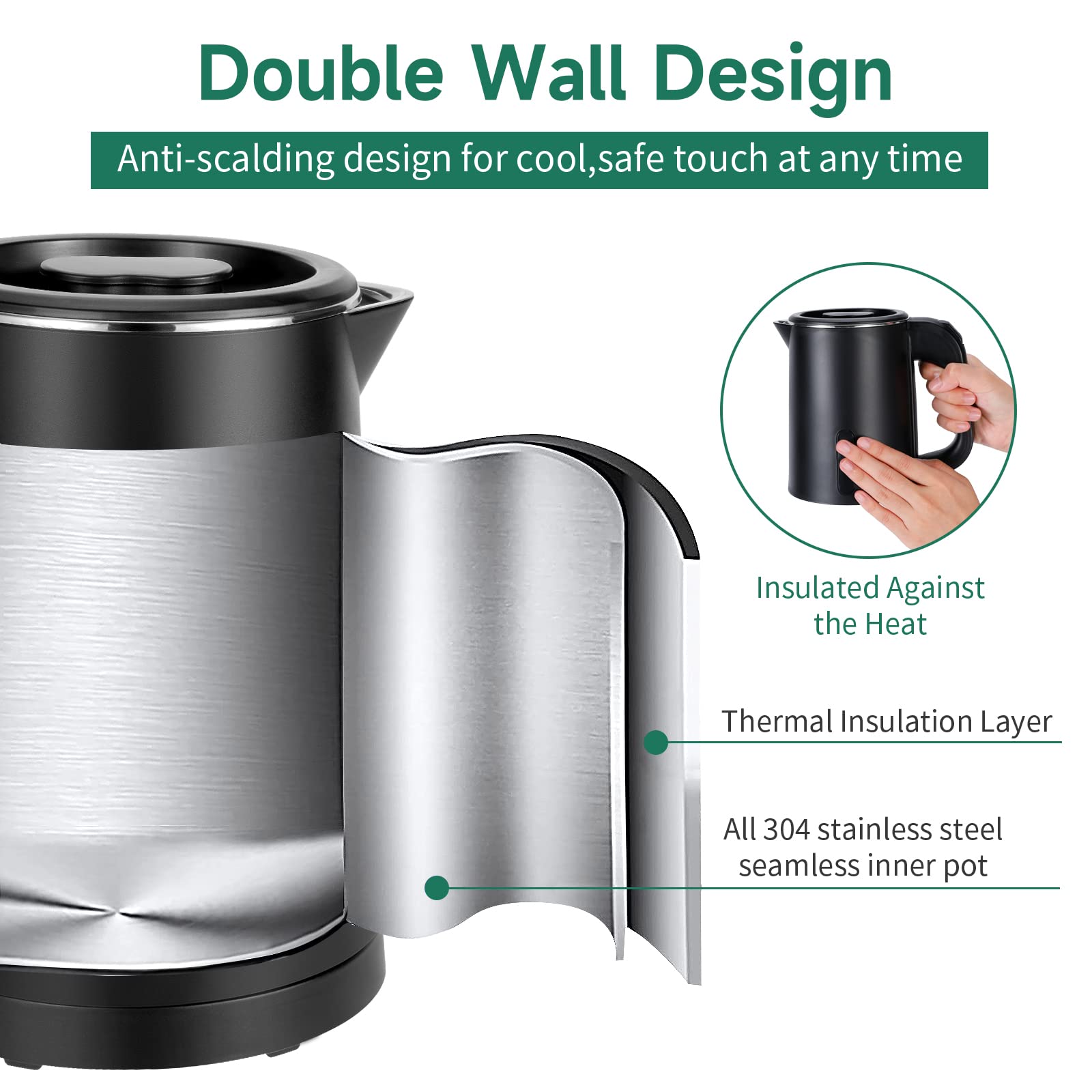 Mango ergonómico de Wdcme, diseño seguro para verter.