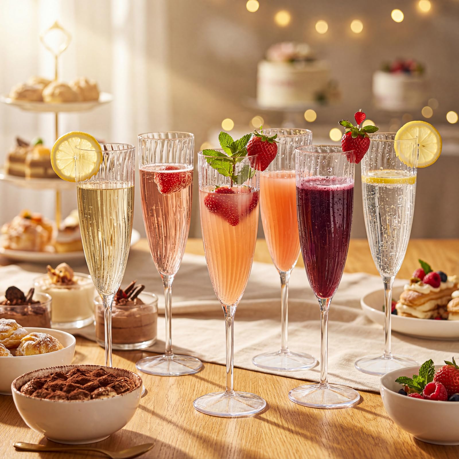 Copas de plástico transparentes WDF, ideales para bodas y fiestas, útiles para brindar sin complicaciones.