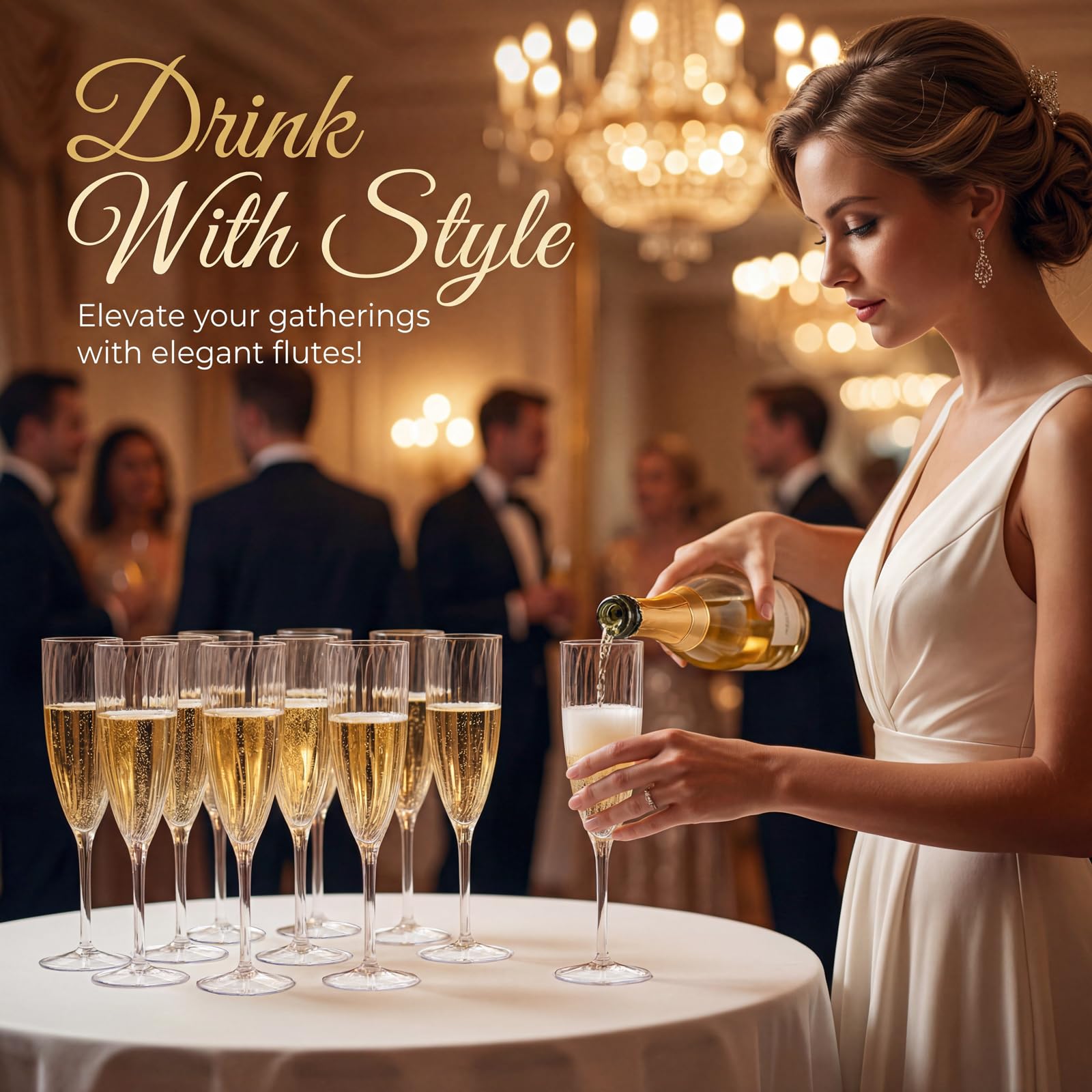 Copas de plástico para brindis WDF, capacidad de seis onzas y aspecto elegante.