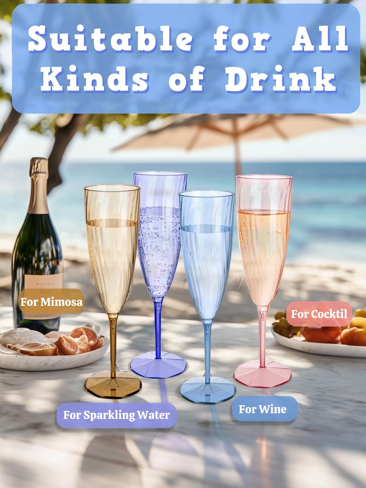 Vasos para catering WDF, coloridos, brindis de 6 oz.