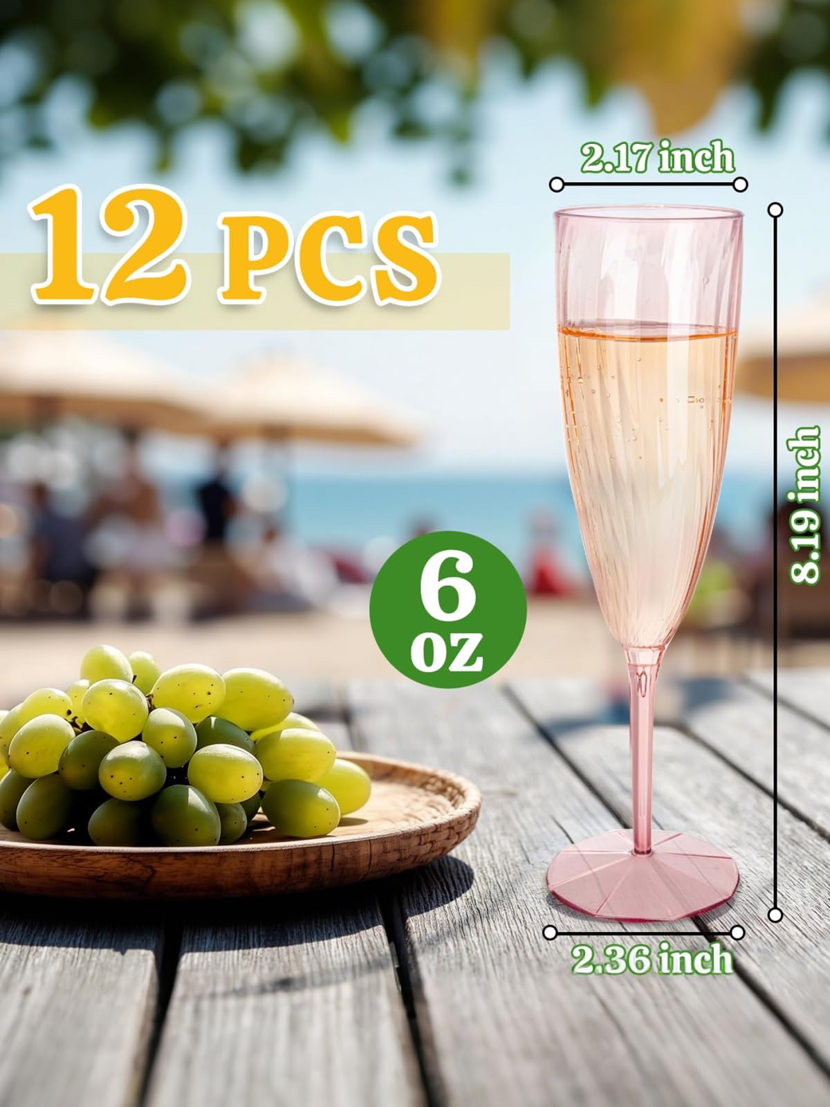 Vasos de plástico WDF, juego de 12, fáciles de limpiar.