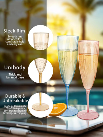 Vasos plástico para picnic WDF, brindis coloridos, 6 oz.