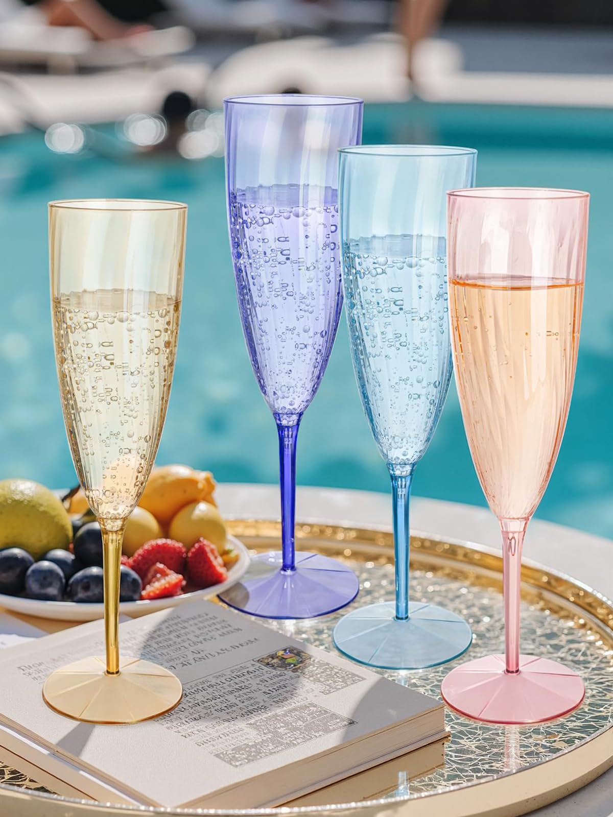 Vasos transportables WDF para eventos, 6 oz, colores vivos.
