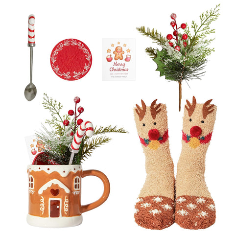 Taza WDS WONDROUS casa de jengibre con diseño festivo para chocolate caliente