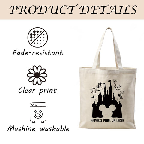 WDSXWH detalle ratón en bolsa tote Castillo Mágico, toque adorable
