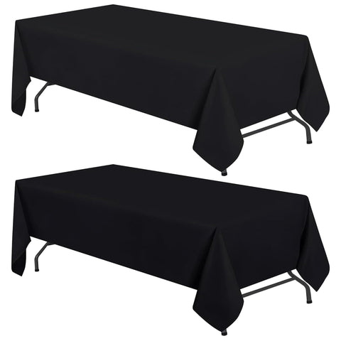 Mantel WEALUXE negro rectangular para mesa de 8 pies con caída de 15 pulgadas