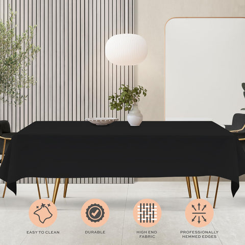 Mantel WEALUXE negro rectangular resistente a manchas, ideal para catering y fiestas